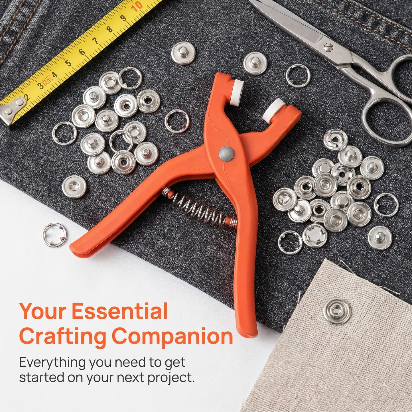 [Summerwins] Snap Button Kit with Pliers | No Sew Adjustable Metal Buttons for DIY Clothes, Hats & Bags