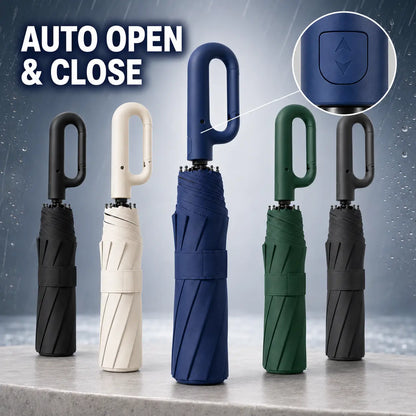 Automatic Folding Umbrella, 1 Count Windproof Waterproof Travel Umbrella, Portable Compact Auto Open Close Rain Umbrella for Men & Women, Reinforced Wind Resistant Umbrella for Travel Outdoor Daily Use