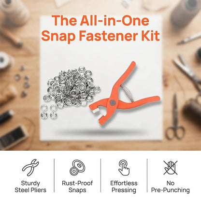 [Summerwins] Snap Button Kit with Pliers | No Sew Adjustable Metal Buttons for DIY Clothes, Hats & Bags