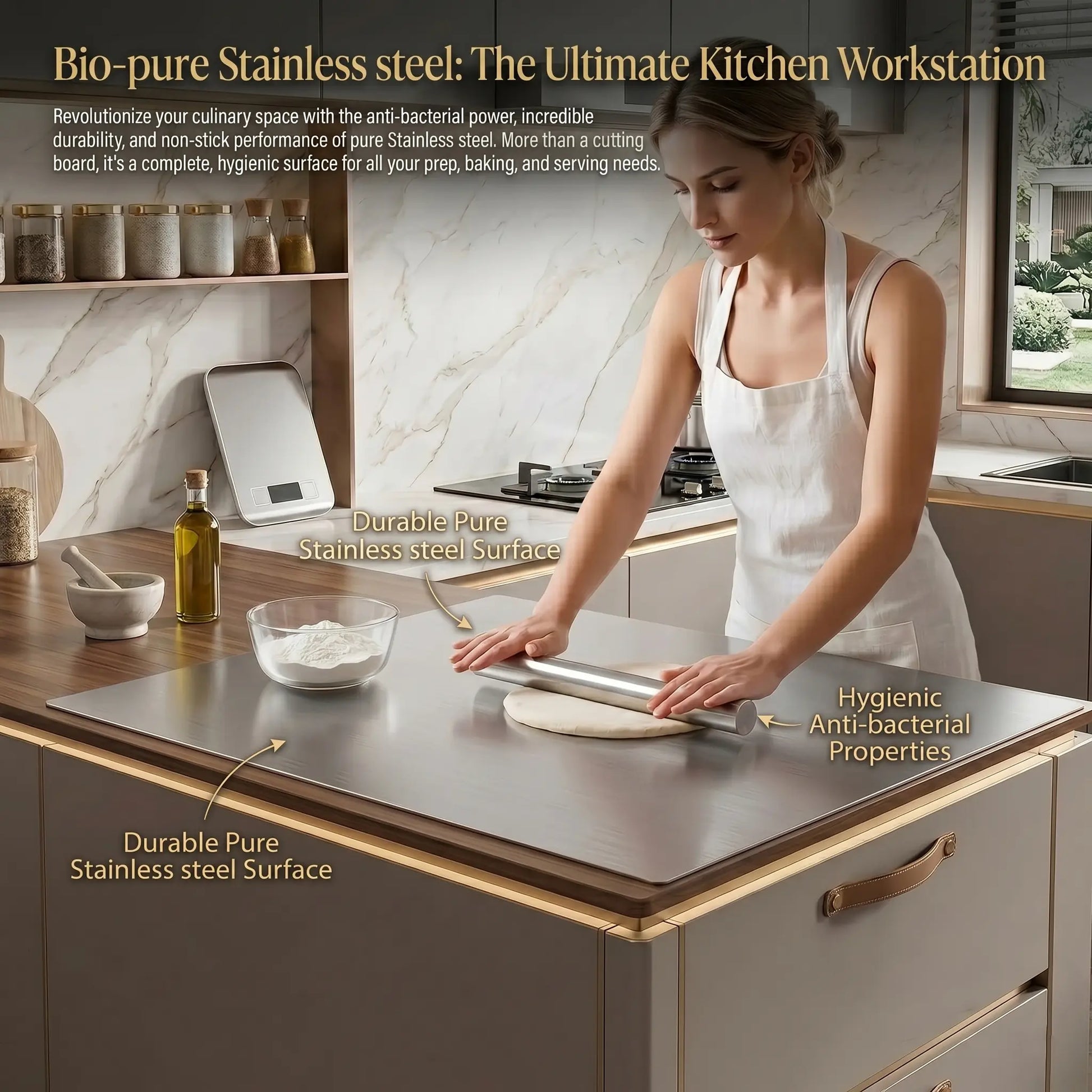 Stainless Steel Non-Slip Chopping Board for Kitchen Use - Essential Kitchen Accessory and Gadget