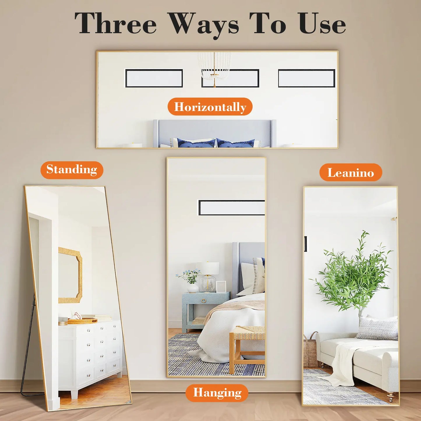 Premium Full-Length Floor Mirror with Versatile Hanging and Leaning Options, Enhanced Nano Glass Design for Home Decor
