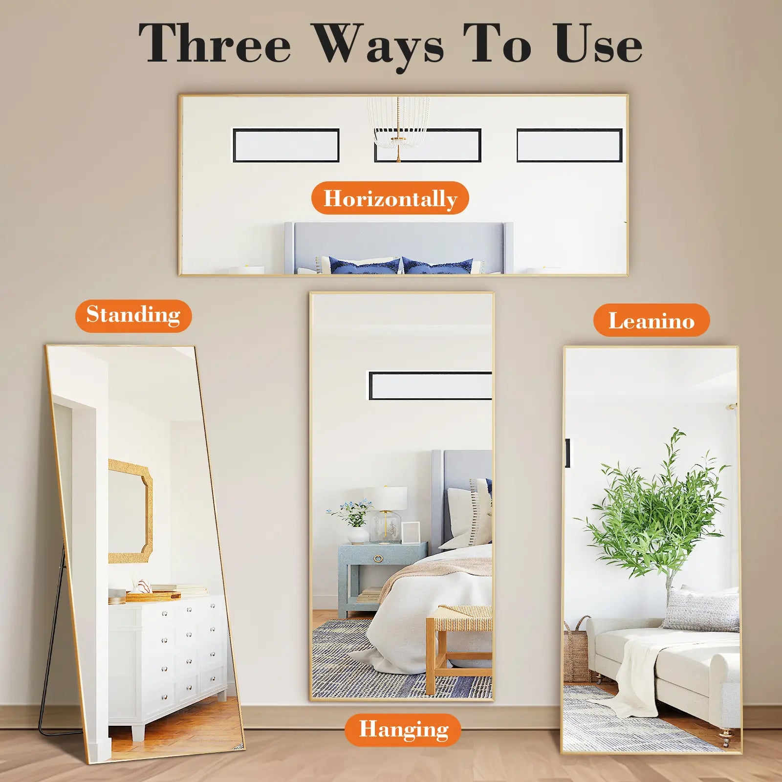 Premium Full-Length Floor Mirror with Versatile Hanging and Leaning Options, Enhanced Nano Glass Design for Home Decor