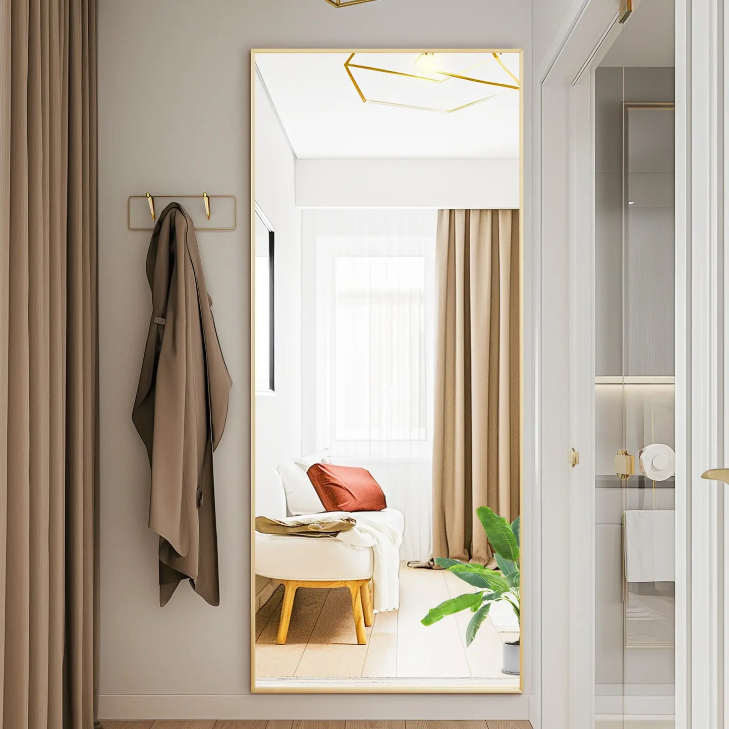 Premium Full-Length Floor Mirror with Versatile Hanging and Leaning Options, Enhanced Nano Glass Design for Home Decor