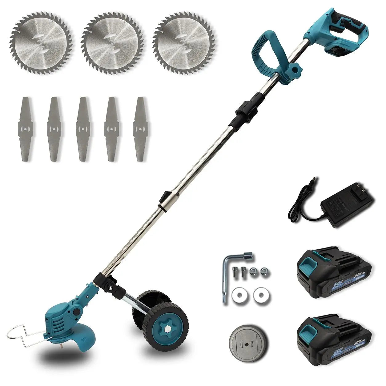3-In-1 Cordless Weed Whacker with Adjustable Handle - Lightweight Electric Grass Trimmer, Multi-Blade System, Quiet Operation for Garden Lawn Maintenance