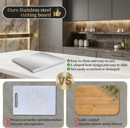 Stainless Steel Non-Slip Chopping Board for Kitchen Use - Essential Kitchen Accessory and Gadget