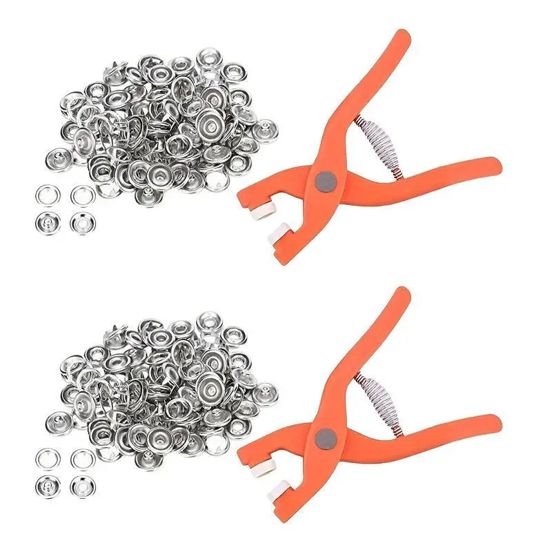 [Summerwins] Snap Button Kit with Pliers | No Sew Adjustable Metal Buttons for DIY Clothes, Hats & Bags