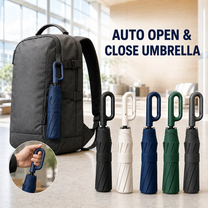 Automatic Folding Umbrella, 1 Count Windproof Waterproof Travel Umbrella, Portable Compact Auto Open Close Rain Umbrella for Men & Women, Reinforced Wind Resistant Umbrella for Travel Outdoor Daily Use