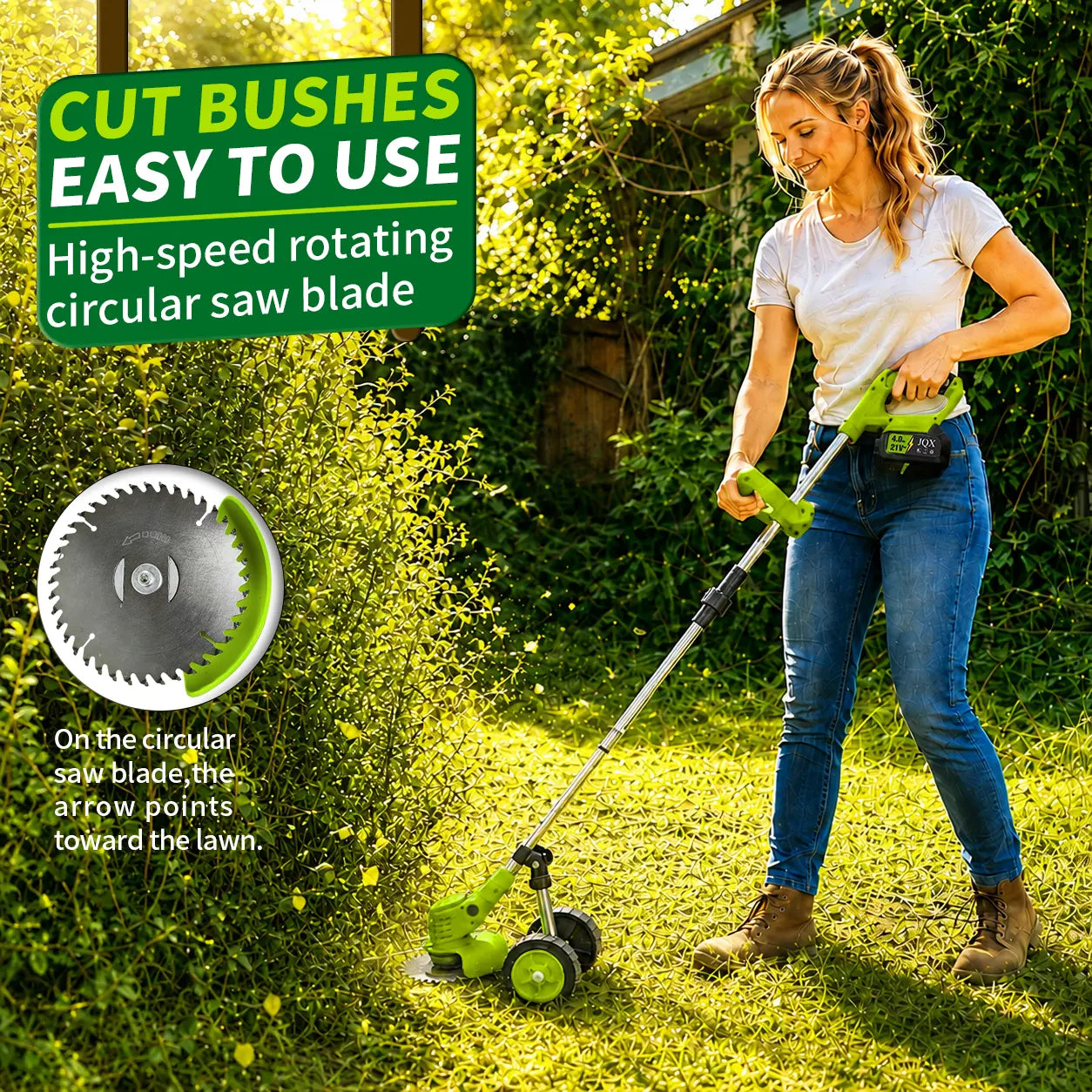 3-In-1 Cordless Weed Whacker with Adjustable Handle - Lightweight Electric Grass Trimmer, Multi-Blade System, Quiet Operation for Garden Lawn Maintenance
