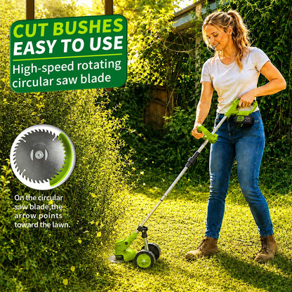 3-In-1 Cordless Weed Whacker with Adjustable Handle - Lightweight Electric Grass Trimmer, Multi-Blade System, Quiet Operation for Garden Lawn Maintenance