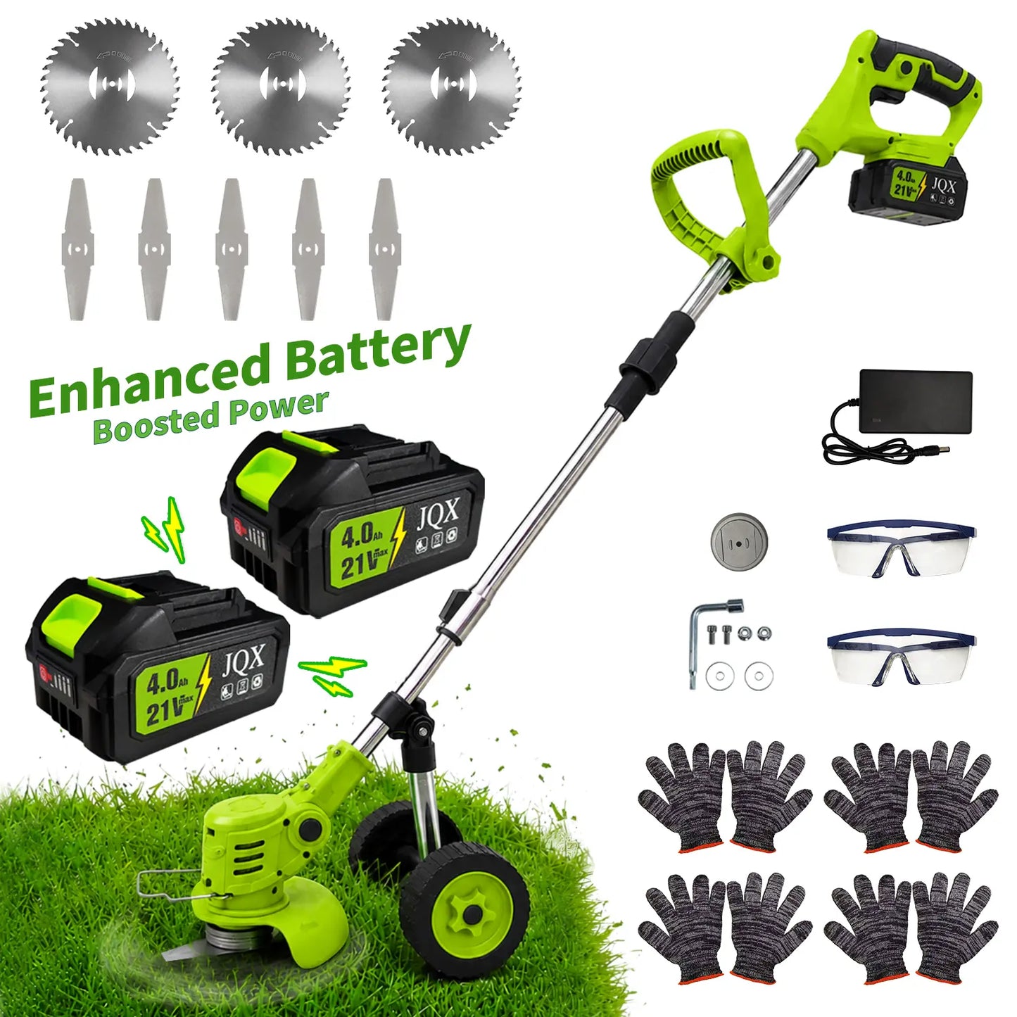 3-In-1 Cordless Weed Whacker with Adjustable Handle - Lightweight Electric Grass Trimmer, Multi-Blade System, Quiet Operation for Garden Lawn Maintenance