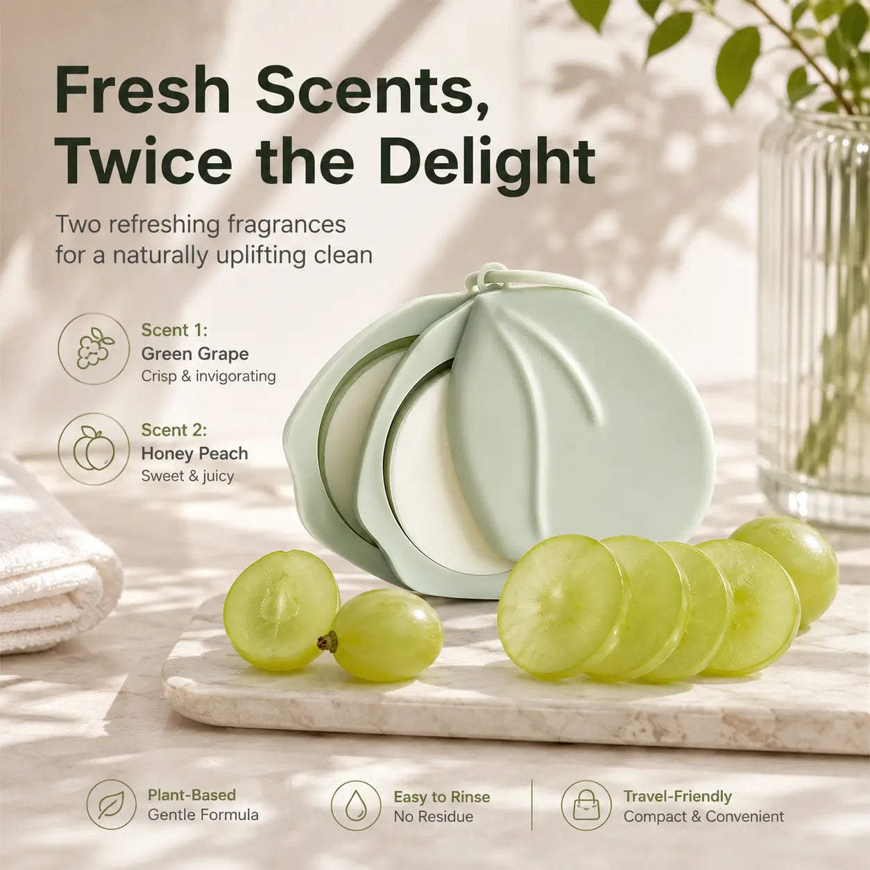 Cute Peach Shape Portable Soap Sheet Holder - Double Layer Travel Soap Paper Storage Case Soap