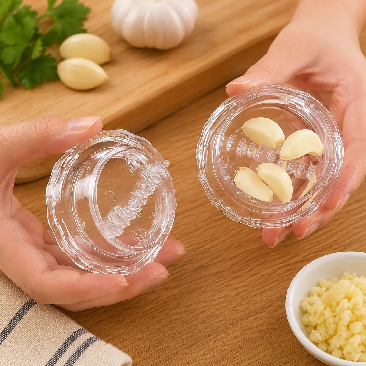 Manual Garlic Twister Mincer - Sturdy, Handy Food Prep Kitchen Utensil, Impact-Resistant Accessory for Garlic, Onion, Ginger