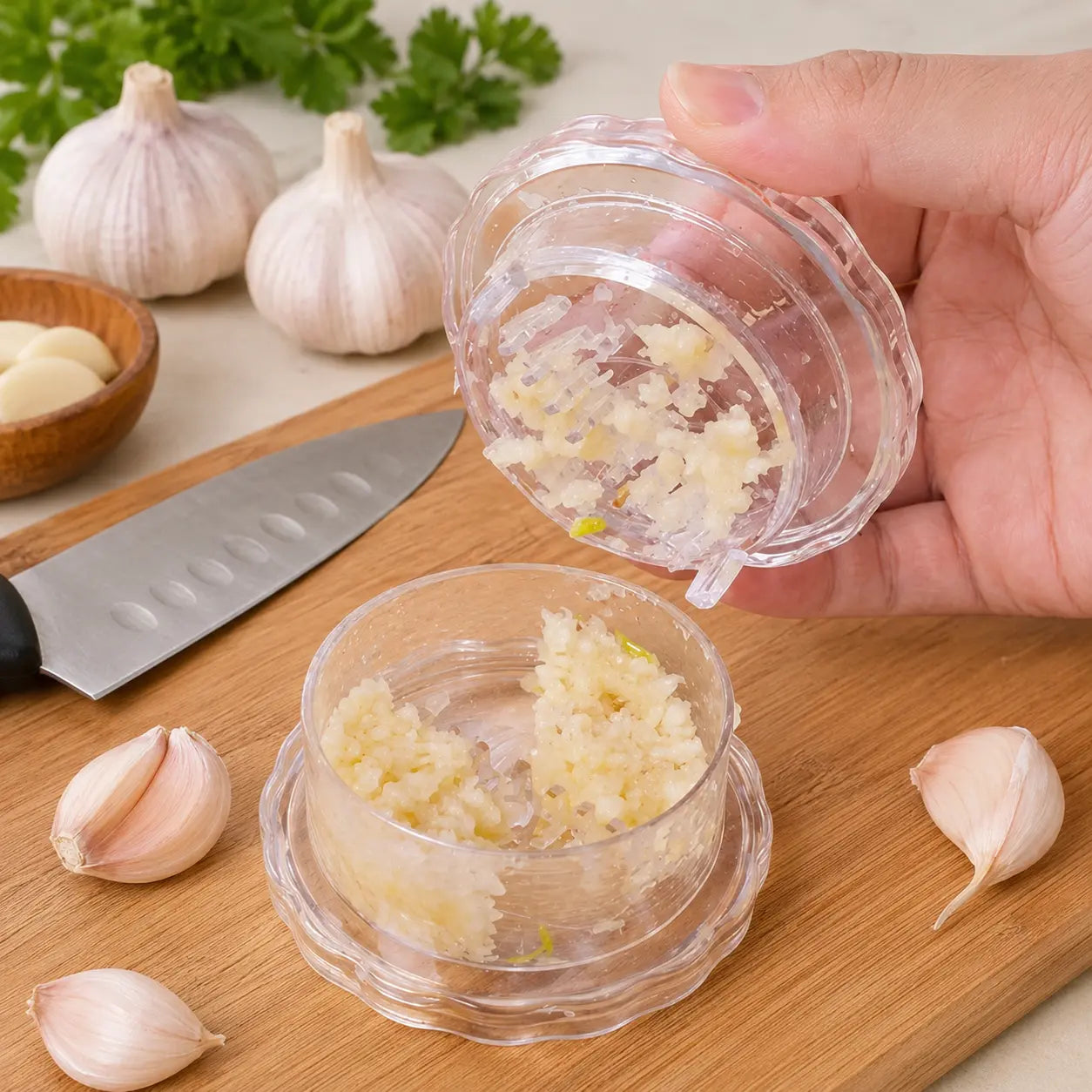 Manual Garlic Twister Mincer - Sturdy, Handy Food Prep Kitchen Utensil, Impact-Resistant Accessory for Garlic, Onion, Ginger