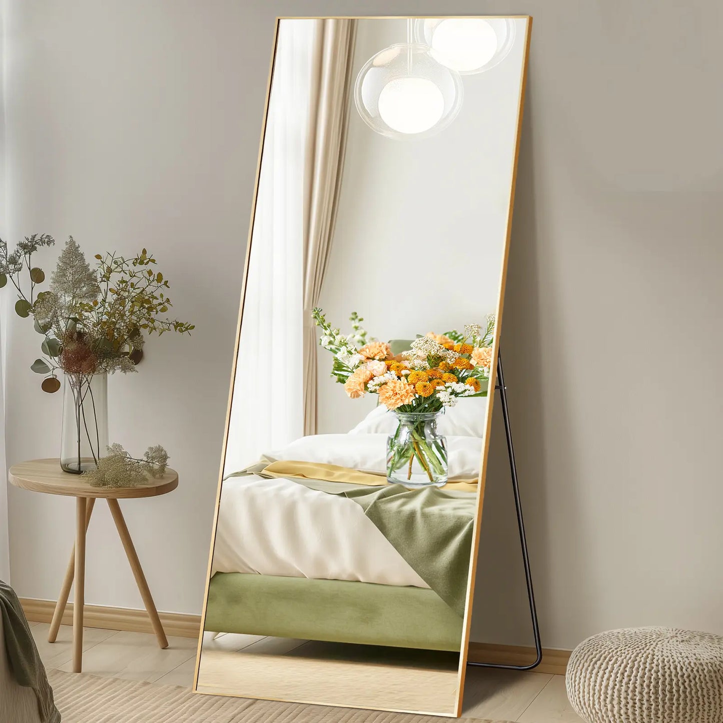 Premium Full-Length Floor Mirror with Versatile Hanging and Leaning Options, Enhanced Nano Glass Design for Home Decor