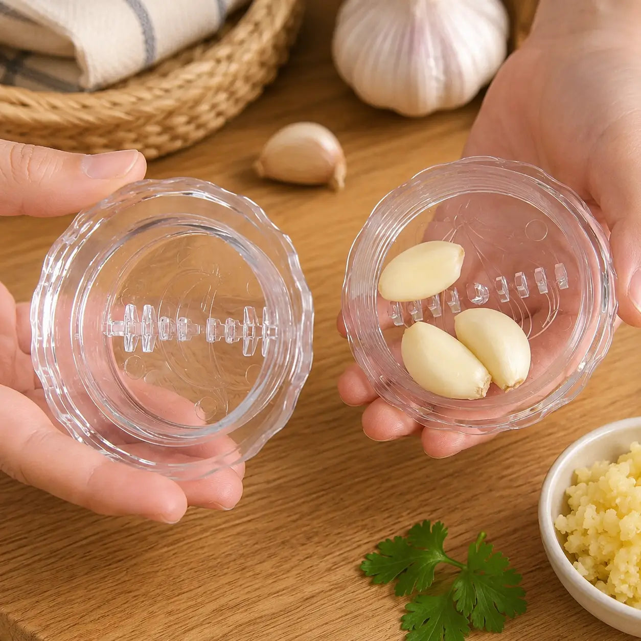 Manual Garlic Twister Mincer - Sturdy, Handy Food Prep Kitchen Utensil, Impact-Resistant Accessory for Garlic, Onion, Ginger
