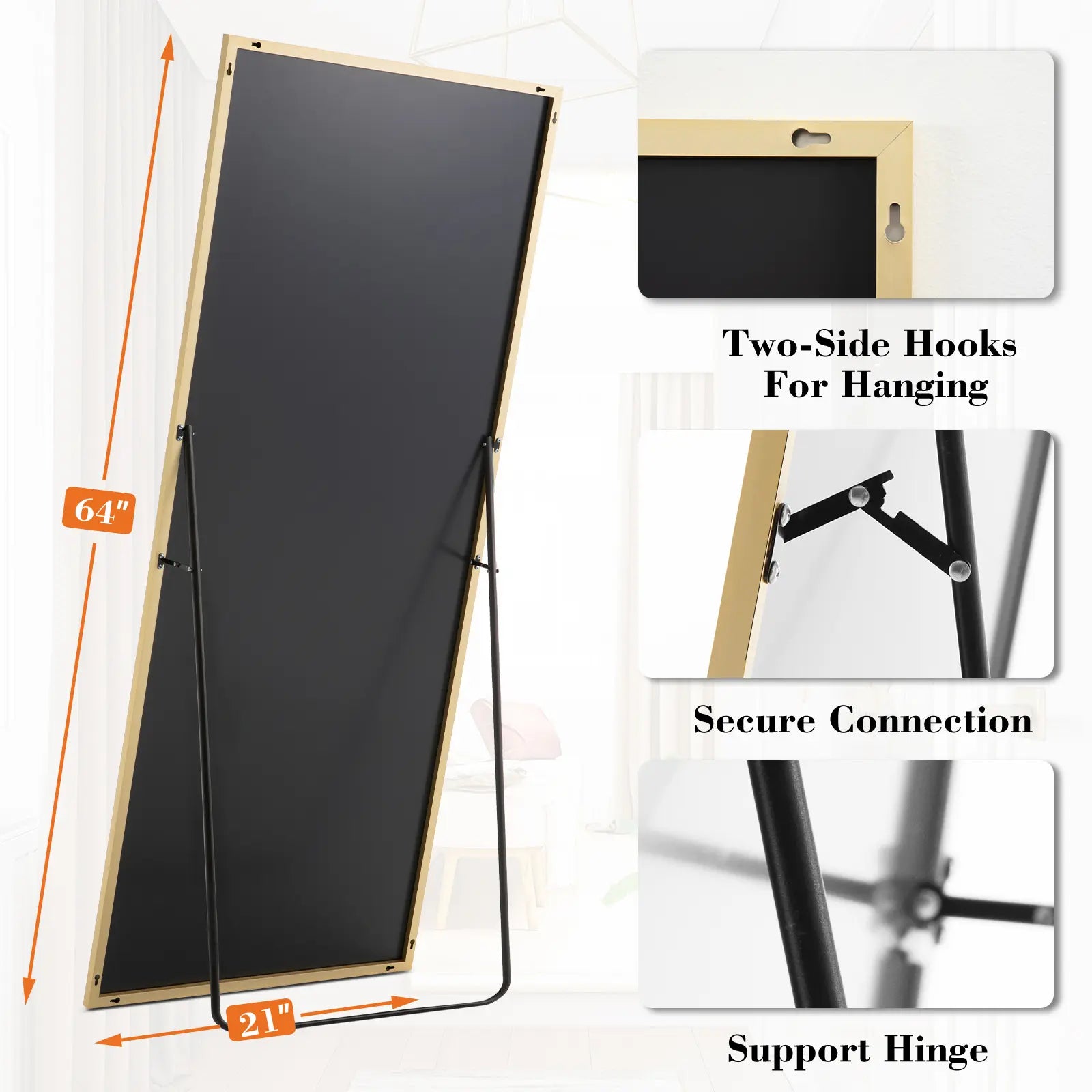 Premium Full-Length Floor Mirror with Versatile Hanging and Leaning Options, Enhanced Nano Glass Design for Home Decor