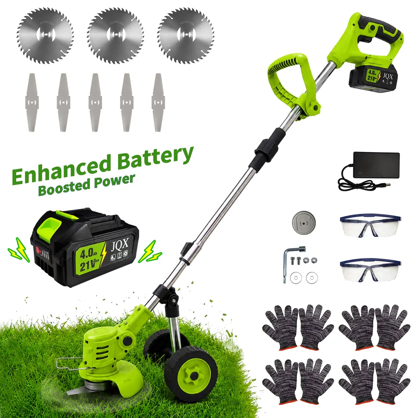 3-In-1 Cordless Weed Whacker with Adjustable Handle - Lightweight Electric Grass Trimmer, Multi-Blade System, Quiet Operation for Garden Lawn Maintenance