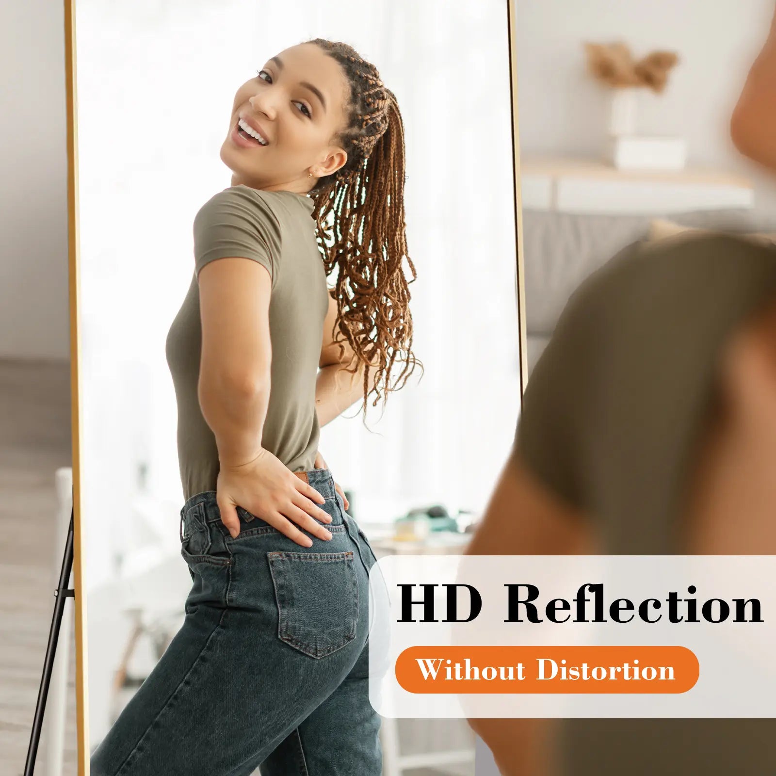 Premium Full-Length Floor Mirror with Versatile Hanging and Leaning Options, Enhanced Nano Glass Design for Home Decor