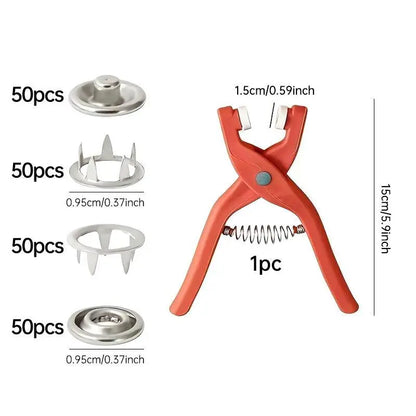 [Summerwins] Snap Button Kit with Pliers | No Sew Adjustable Metal Buttons for DIY Clothes, Hats & Bags